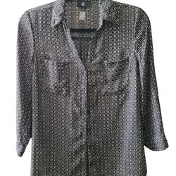 Iz Byer Black And White Printed Top Size M