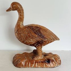 1970s Carved Pine Life Size Goose by Sarreid of Spain