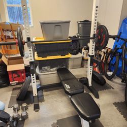 Pro Series Weight Bench + ETHOS Olympic Bar & Bumper Plate Set