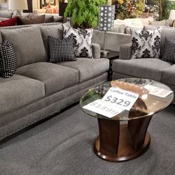 Brand New Gray Linen Sofa + Loveseat 2PCs Set