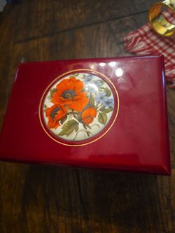 Vintage Westland Co. Red Lacquer Music Box "Swan Lake" - Pristine Working Condition
