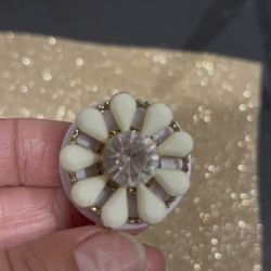 Jeweled Flower Retractable ID badge Holder