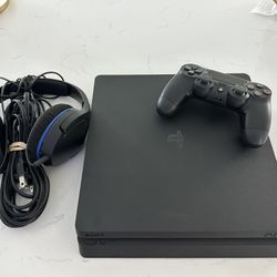 PS4 With Controller & Headphones
