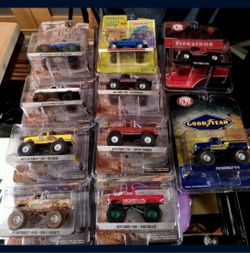 10 Greenlight Collectibles King of Crunch Diecast Monster Trucks,  1/64 Scale 