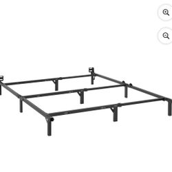 Mainstays 7" Twin/Full/Queen Size Adjustable Metal Bed Frame, Black, Box Spring Required