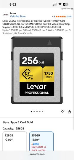 NEW Lexar 256G CFexpress type B card w/ card reader