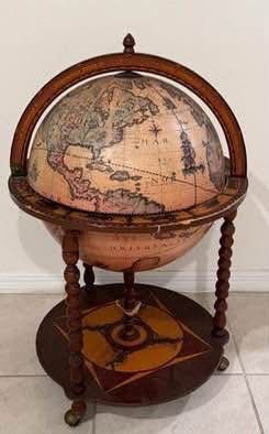 Rolling Globe Bar Cart 