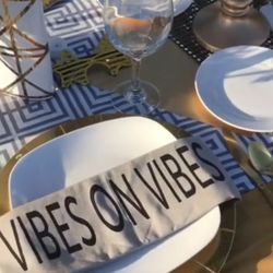 Custom made VIBES 8 Large Cloth Cotton World Market Dinner Napkins Tan 20x20”