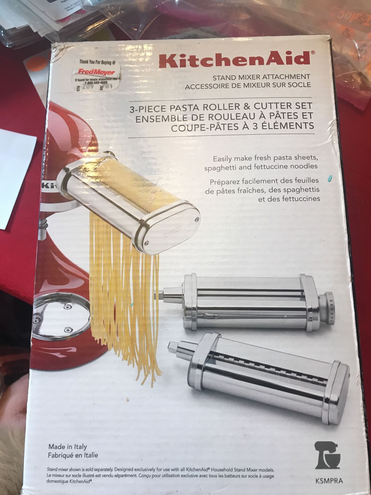 KitchenAid stand mixer attachment three-piece pasta roller cutter