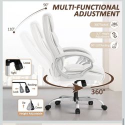 Office Chair High Back Computer Desk Chair, PU Leather Adjustable Height Modern Executive Swi