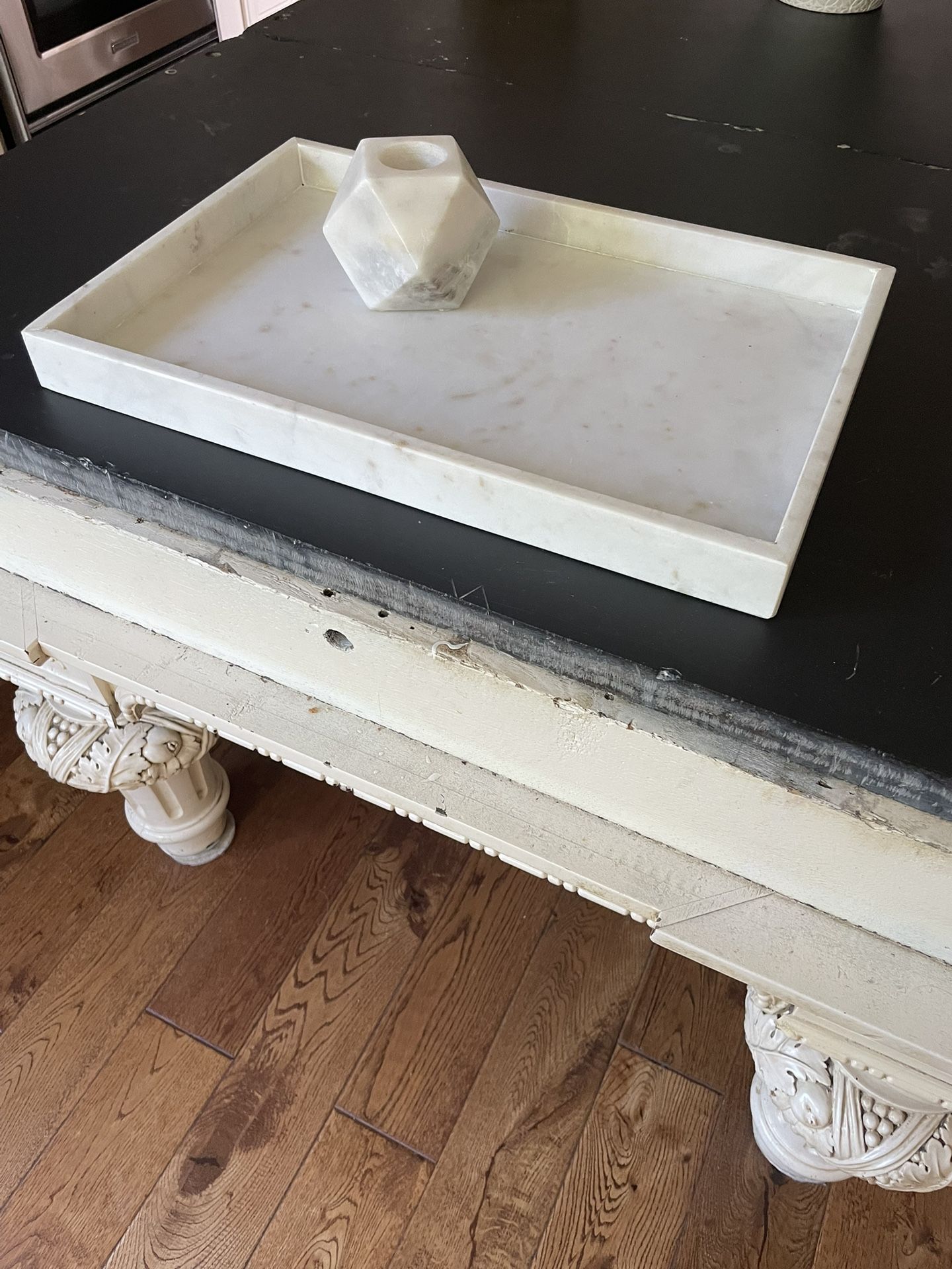 Marble Tray And A Candle Holder Set
