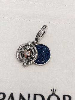 Retired Pandora Two-Tone Shooting Star Double Dangle Charm