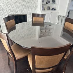 60 Inch Wood Round Table With Additional Leaf 