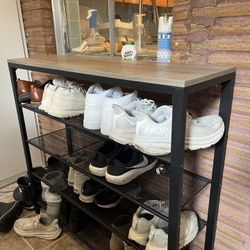 Metal Shoe Rack With Wood Top