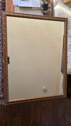 Large Ornate Gold Framed Mirror & Decorative Gold Finial – 2 Piece Set