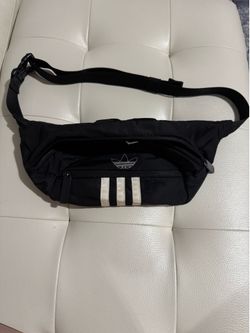 Adidas Black Belt Bag with White Stripe Accents