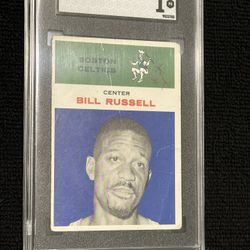 * 1961 Fleer #38 BILL RUSSEL Graded SGC 1 * Card  has really Good Coloring, 5th Year Card, 11 Championships/11Rings- WOW! 