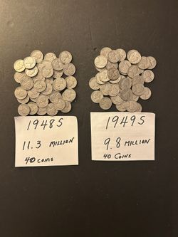 Coins – Jefferson Nickels – very low Mintages – 1948S and 1949S - Total 80 coins $61