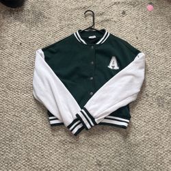 Vintage A Initial Green Varsity Jacket