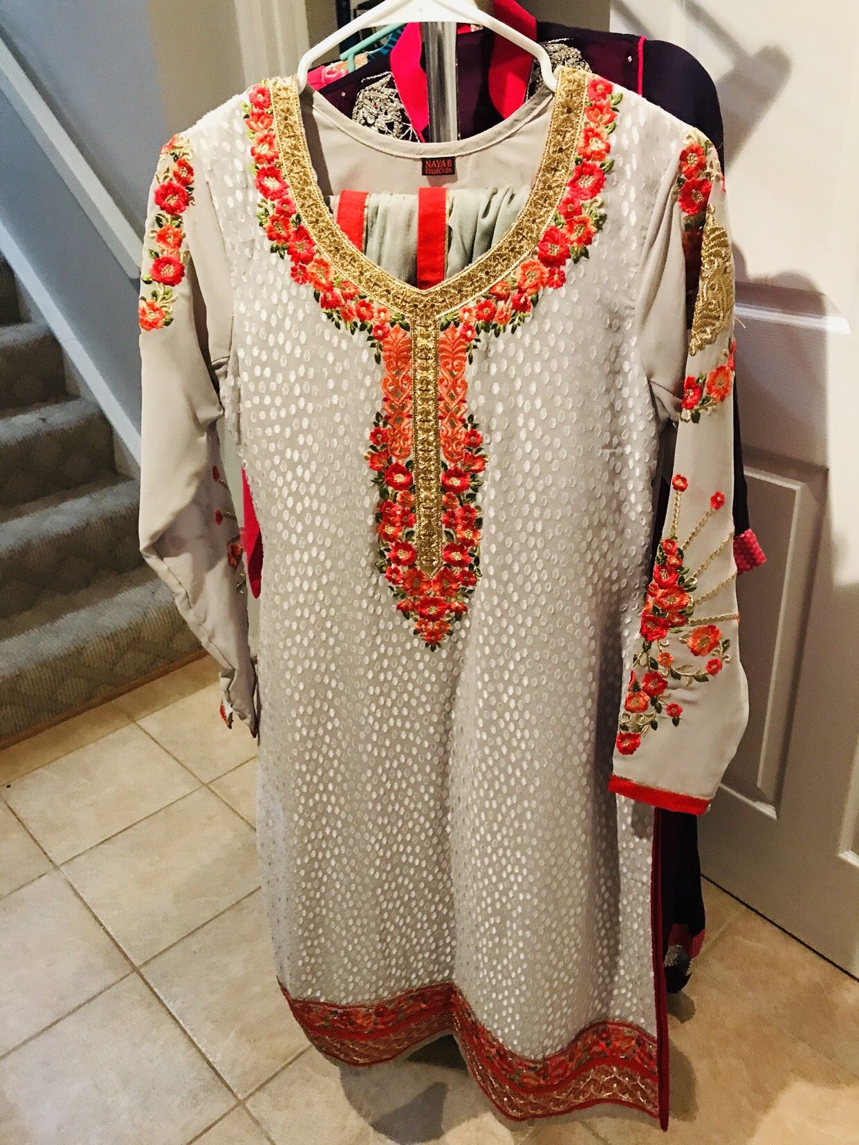 Embroidered stitched party dress size S