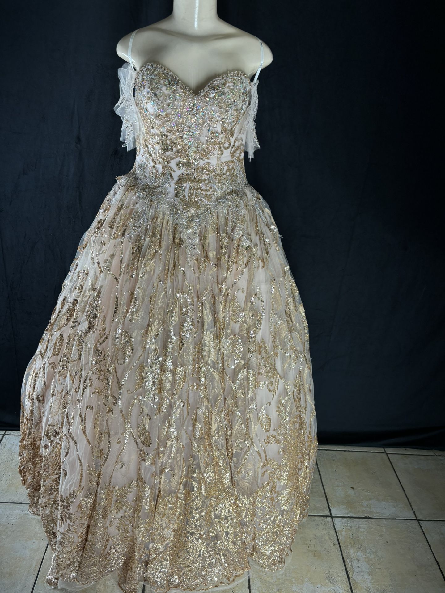 Rose Gold Sequin Dress Xs