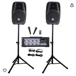 Rockville RPG122K Dual 12" Powered Speakers, Bluetooth+Mic+Speaker Stands+Cables 