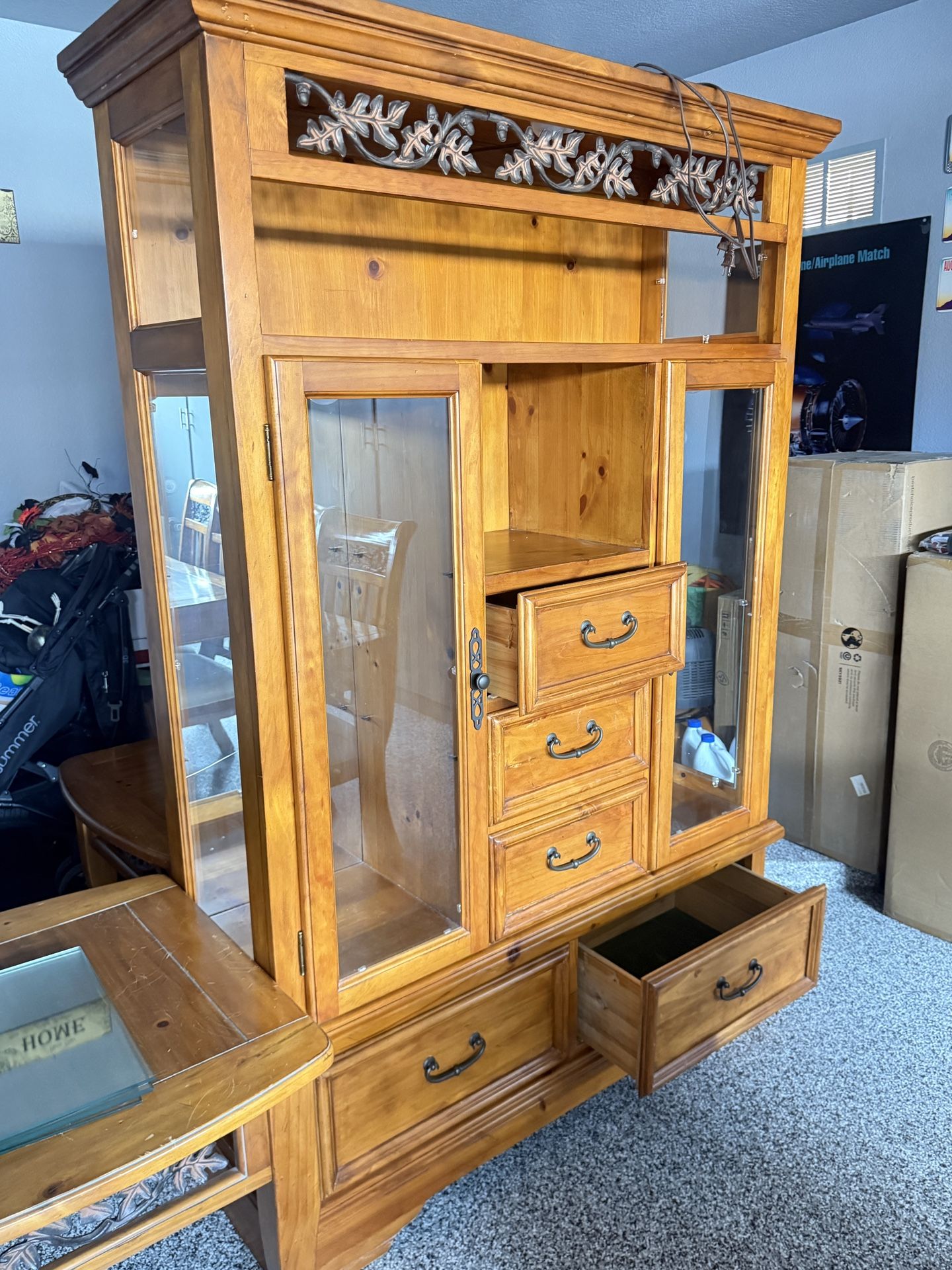 Cabinet Display Case With Drawers And Iron Details 