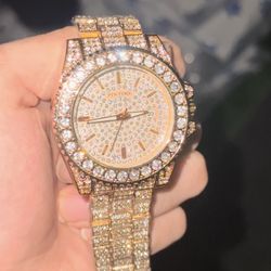 Rose gold Iced out watch 