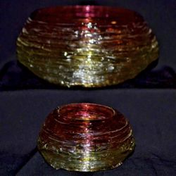 Gathering Glass Art Studio Textured Bowls Medium & Small 2005 Signed Handmade