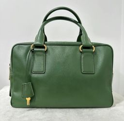 Prada Saffiano Top Handle Green Bag