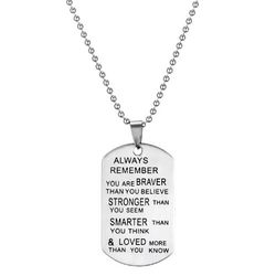 "Always Remember " Dog Tag Stainless Steel Pendant Necklace