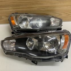 Headlight Pair Fits Mitsubishi Lancer 08-17 CAPA Certified Black Left and Right