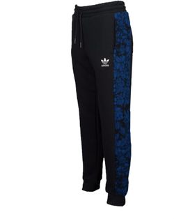 Adidas blue floral joggers/cuffed sweats- women's small