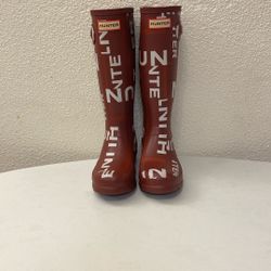 Rare Kids / Woman’s Hunter Exploded Logo Red Tall Boots EU 36 US 4B / 5G 