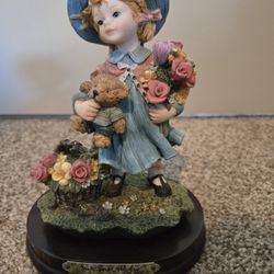 Monti Piero Alabastro Girl Carrying Flowers And Teddy Bear