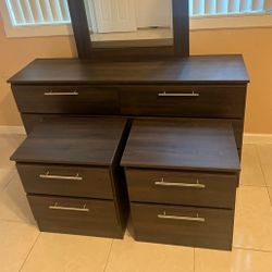 Dressers with Mirror and 2 Nightstands ⭐️ Cómodas con Espejo y 2 Mesitas de Noche 🚚(Immediate-Delivery)💨