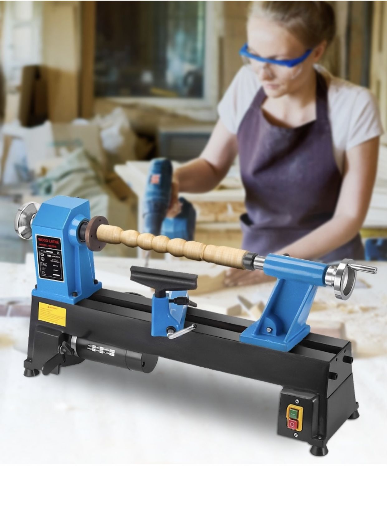 Wood Lathe 10 x 18 Inch, Bench Top Wood Lathe 