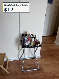 IKEA GLADOM Folding Tray Table — Black, Portable Side Table