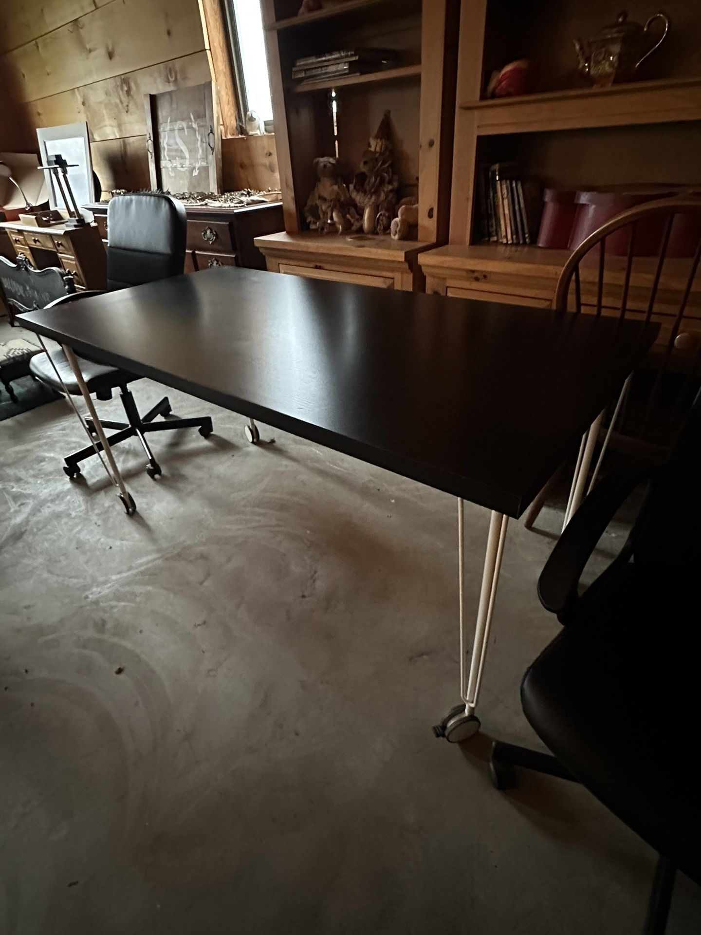 Ikea Modern Desk With Hairpin Legs Chairs Sold Separate
