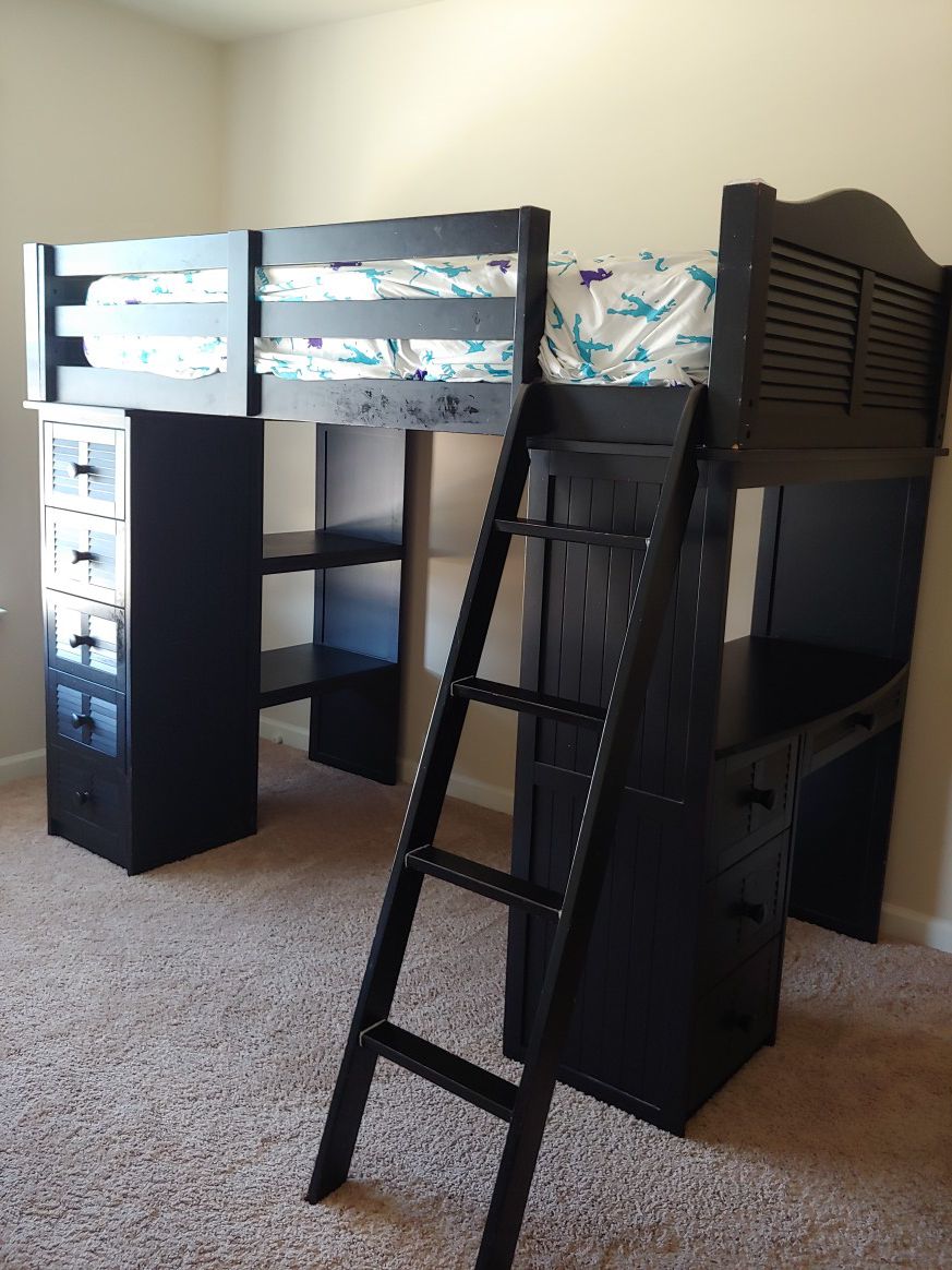 Loft bed with desk & storages(for twin size)