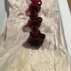 3  Vintage Ruby Red  Glass AVON Perfume Bottles 