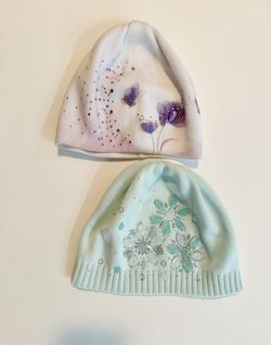2 Girls’ Hats, European Design With Embellishments, Size 4-6 Years Old