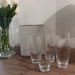 NIB Bomshbee Sloan Clear Stemless Champagne Flutes Set of 4