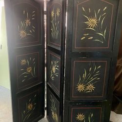 Vintage 3 Panel Hand Painted Room Divider/screen