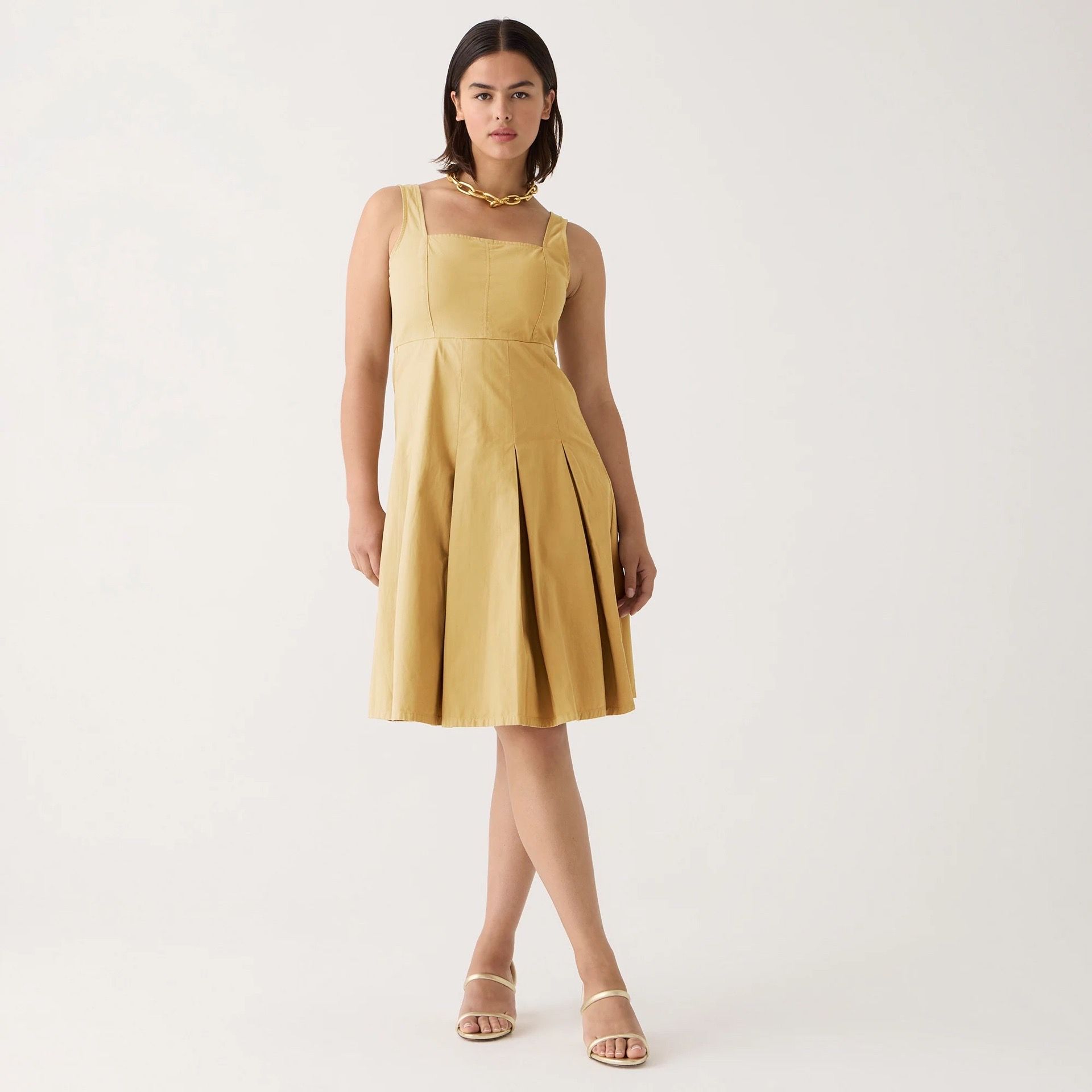 🌞(NEW) (1 AVAILABLE) WOMEN'S J.CREW PLEATED A-LINE CHINO DRESS
