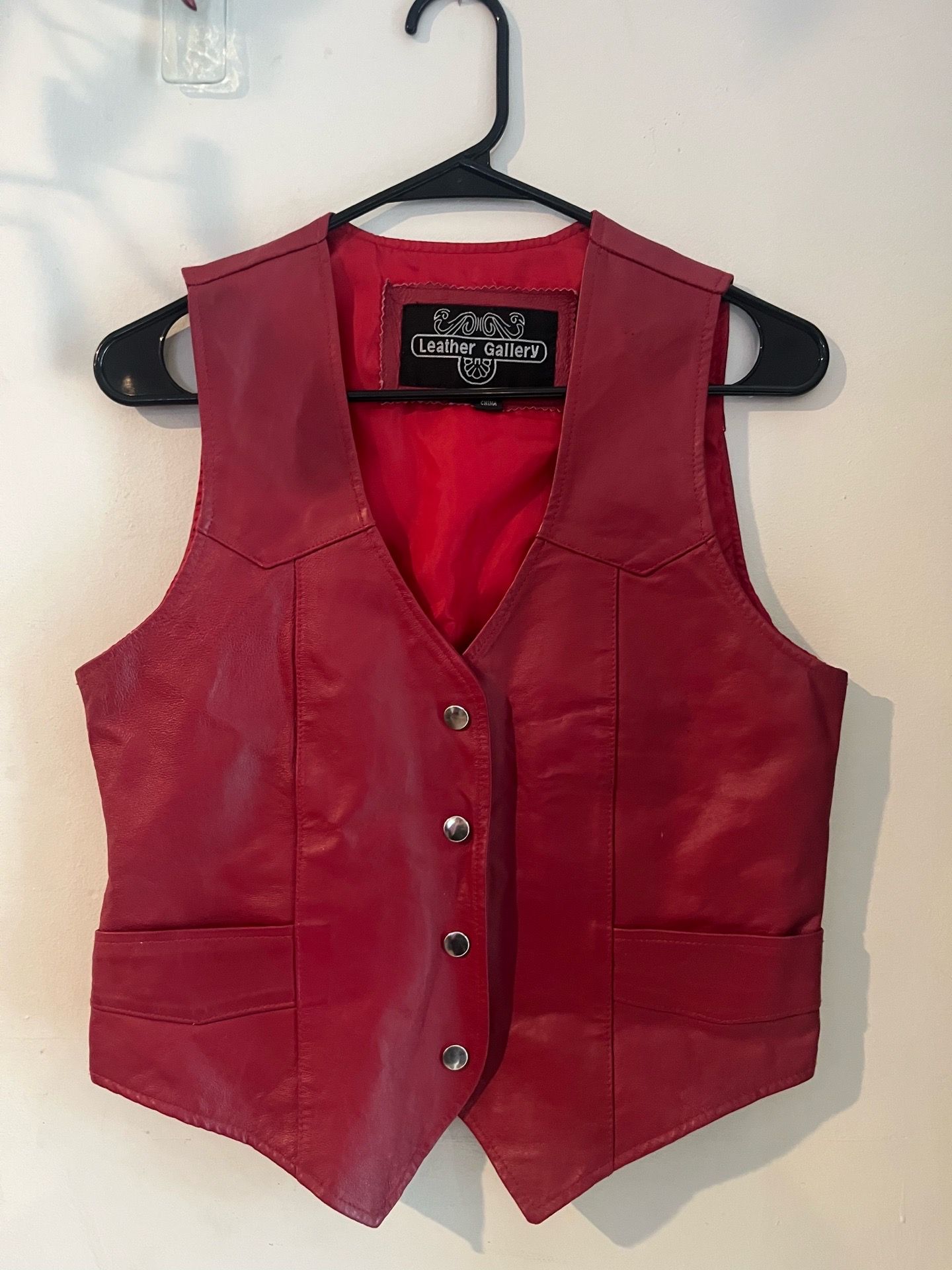 Red leather vest