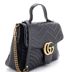 GG Marmont Top Handle Flap Bag Matelasse Leather Medium