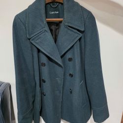 Calvin Klein Double-Breasted Wool Pea Coat