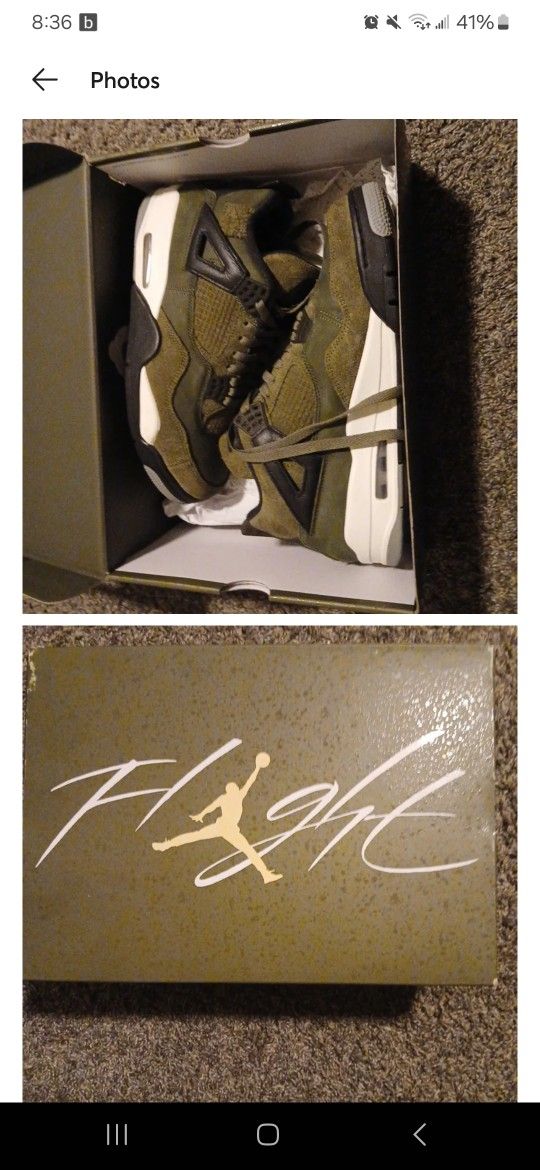 Olive Green Jordan 4s Size 10