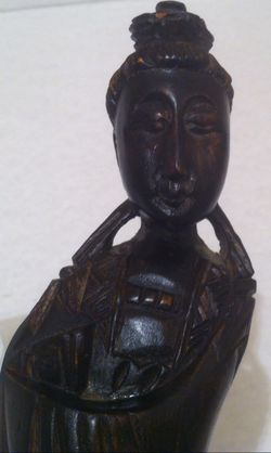 Vintage Wooden Asian Hand Carved Wooden Oriental Lady, Statue, Figurine, Home Decor, 12" Tall, Table Display, Shelf Display, Quality Hard Wood